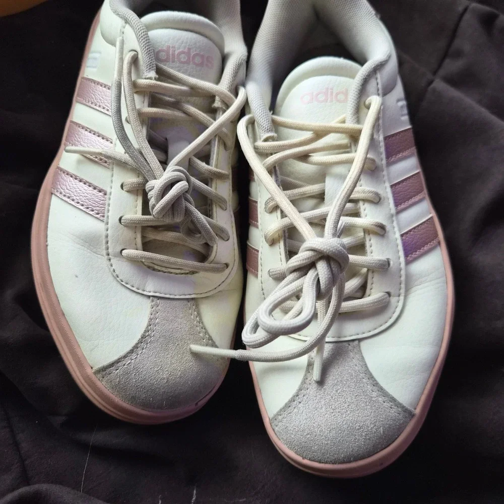 Adidas Nizza Platform Sneakers White Pink Metallic Leather‎ Low Top Shoes Size 5